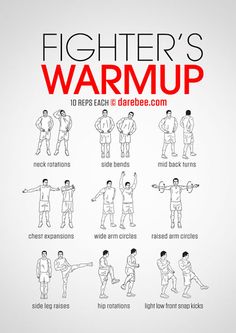 a poster with instructions on how to do a fighter's warm up