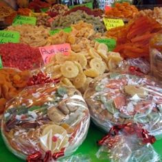 many different types of snacks are on display