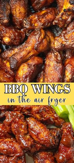 bbq wings in the air fryer with celery