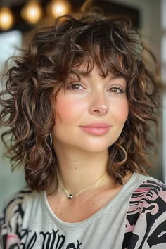 The Best Curly Hairstyles & Haircuts of 2024 Artsy Curly Hairstyles, Shoulder Length Wavy Hair With Fringe, New Curly Haircuts, Long Wavy Layered Hairstyles, Wavy Medium Shag Haircut, Above Shoulder Curly Haircuts, Short Length Haircut Curly Hair, Curly Shag Hairstyles Medium, Long Bob Curly Haircuts