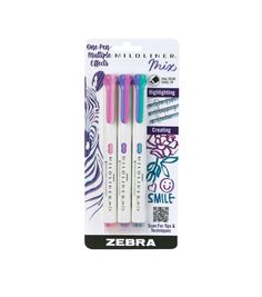 three zebra colored markers are in the package for use on crafts and other items like pens