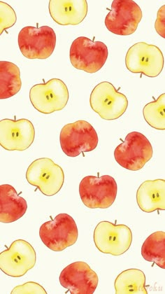 an apple pattern is shown on a white background