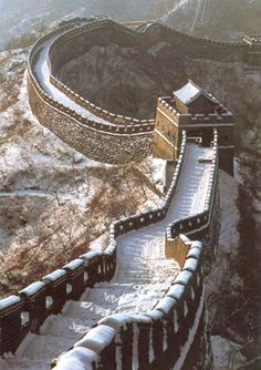 the great wall of china is covered in snow