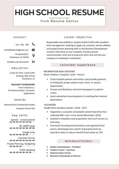 a professional resume for high school students with no work experience on the cover letter,