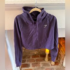 Purple Crop Hoodie Brand New Never Worn!! Shark Hoodie, Gym Shark, Hoodie Brands, Crop Hoodie, Cropped Hoodie, Color Purple, Sweaters For Women, Gym, Brand New