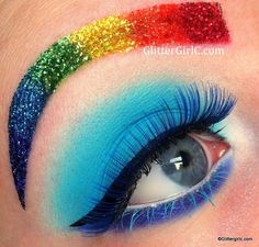 Rainbow Dash Makeup, Rainbow Dash Cosplay, Goth Rainbow, Rainbow Eyeshadow, Pride Makeup, Unicorn Makeup, Rainbow Makeup, Crazy Eyes, Crazy Hair Days