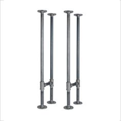 two metal poles with one pole on each side and the other in different positions to be used