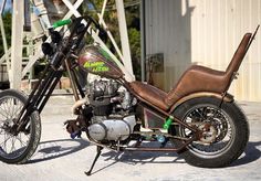 a motorcycle parked in front of a building