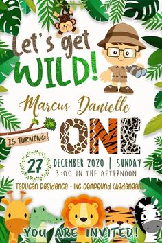 an animal themed birthday party with jungle animals