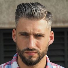 Brylcreem Hairstyles, Comb Over Fade Haircut, Trendy Mens Hairstyles, Comb Over Fade, Slicked Hair, Mens Toupee, Beard Style, Men's Hairstyles