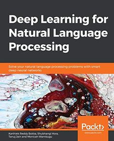 the book cover for deep learning for natural language processing, with an orange and black background