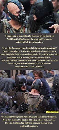 the dark knight rises movie poster with batman and catwoman talking to each other in front of a crowd