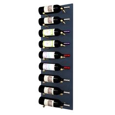 a wall mounted wine rack with six bottles