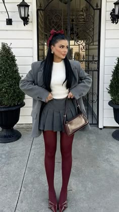 winter outfits, cute fall fits, jeans outfit fall, baddie winter fits outfits ideas, fashion outfits, outfit ideas, fall outfits, fall fits, cute fall fits, trendy outfits 2023, chic outfit, chic outfits, chic outfits classy, chic outfits classy casual, going out outfit, street outfit, street look, going out look, night out look, going out fit, winter outfits, autumn outfits, baddie winter fits, jeans outfit fall, casual date night outfit fall, winter fits, trendy cold weather outfits, cold outfits Stile Blair Waldorf, Adrette Outfits, Preppy Fits, Preppy Inspiration, Burgundy Outfit, Red Tights, Fest Outfits, Paris Outfits, Outfit Trends