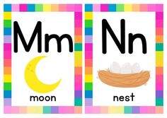 the letter n is for moon and nest with an image of a bird's nest