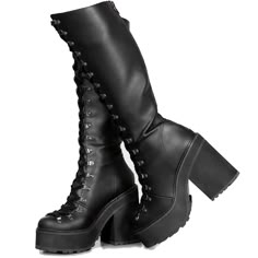 PRICES MAY VARY. {Size/Address}Dear customer, please sure choose the correct size/address for your favorite Knee High Boots before you decide bring this Wide Calf Boots home. {Design}These Wedge Boots feature chic chunky heels,round toe,adjustable lace up,rubber sole,wedge heel design. {Material}The soft synthetic lining of these Platform Boots for Women wicks away moisture, offers a comfortable next- to- skin feel, and provides cushioning to give feet comfort.Goth Boots have a fashionable and c 7 Inch Platform Boots, Goth Looks Outfits, Misa Costume, Punk Combat Boots, Black Boots High, Gothic Platform Boots, Heal Boots, Band Clothes, Goth Platform Boots