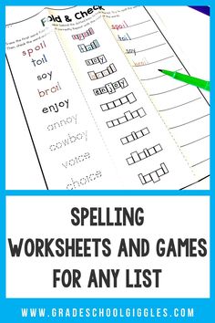 spelling worksheets and games for any list