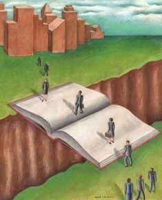 an open book sitting on top of a cliff