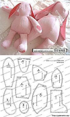 the sewing pattern for a stuffed animal is shown