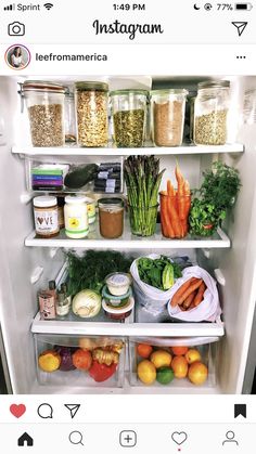 an open refrigerator filled with lots of vegetables and food in it's door,