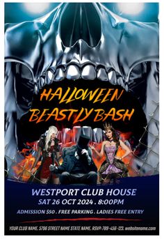 the halloween bash flyer for westport club house