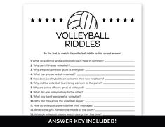 the volleyball riddles game is shown in black and white with five stars on it