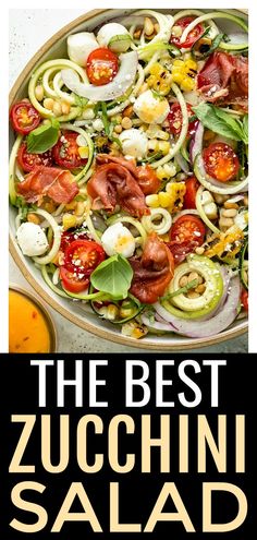 the best zucchini salad with tomatoes, olives, onions and other veggies