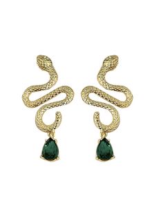 30-70% OFF✓ Fast Shipping✓Embrace bold elegance with these vintage gold snake emerald earrings. A striking accessory for any occasion. Shop now! Free People Jewelry, Glass Drop Earrings, French Retro, Ear Earrings, Snake Jewelry, Snake Earrings, Long Dangle Earrings, Gold Snake, Emerald Earrings