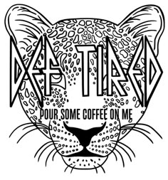 a black and white drawing of a cat's face with the words delta on it