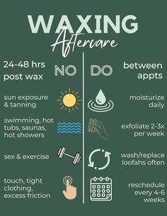 Beautiful Waxing Aftercare Instructions so your clients have the information they need to take care of their skin at home. Keep your clients coming back by ensuring they have the best experience both within and outside of the treatment room.  Send them with these easy to understand instructions so they know exactly how to tend to their waxed skin and hair. This template is fully customizable through Canva.  If you do not already have a Canva account, head to Canva.com to set one up for free.   A Waxing Aftercare Brazilian, Pre Waxing Care, Before Waxing Tips, Waxing Aftercare Tips, Post Waxing Care Tips, Waxing Tips For Beginners, Waxing Marketing Ideas, After Waxing Care Tips, How To Wax At Home