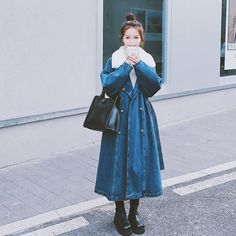 Parka denim coat | Classic Oversized Jackets | Blue long rabbit fur collar denim cotton jacket Plus Size Winter Dress, Plus Size Winter Dresses, Coat Classic, Plus Size Winter, Winter Dress, Women's Jackets, Etsy Favorites, Denim Cotton, Oversized Jacket