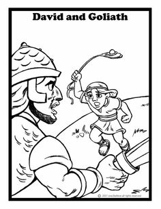 david and goliath coloring page for kids to color with the bible's characters