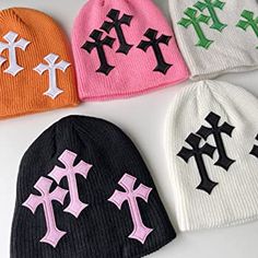 $14.99!! Y2K Dark Cross Wool Hat Cross Pattern Fashion Loose Pile Hat Slim Knit Hat Cold Hat Autumn and Winter #Trending #Trendy #Winterfashion #Crossbeanie #crossclothing #trendybeanie #winterbeanies #Amazon Aesthetic Beanies, Diy Cat Ears, Beanie Aesthetic, Beanie Collection, Y2k Cross, Cycling Hat