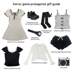 Mental Asylum Outfit, Dark Dollette Outfits, Horror Game Protagonist Outfit, Horror Game Protagonist, Horror Protagonist, Game Protagonist, Fest Outfits, Dark Coquette, Fatal Frame