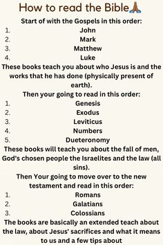 a table with the words how to read the bible