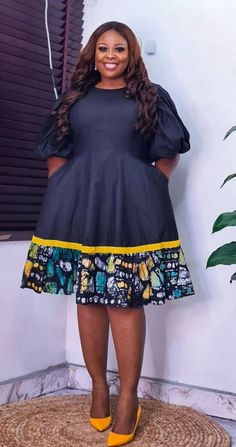 African Dresses Modern Plus Size, A Shape Dress, Short Gown Styles, Ankara Short, Stylish Naija, Ankara Short Gown Styles, African Fabric Dress, Combination Fashion, African Print Dress Ankara