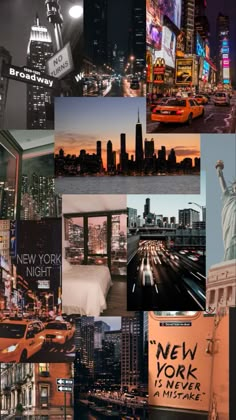 a collage of photos with new york in the background