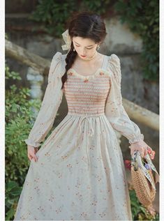 Cottage Fairy Dress Cottage Witch Cottagecore Dress Fairy Cottage Aesthetic, Long Sleeve Floral Midi Dress, Fantasy Cottagecore, Cottagecore Dresses, Cottage Witch, Cottage Fairy, Cottagecore Outfits, Aesthetic Dress, Fairy Dresses