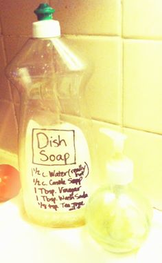 a dish soap dispenser sitting on top of a counter next to tomatoes