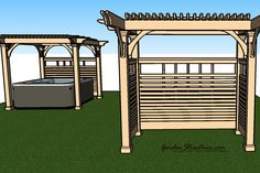 the gazebo and hot tub are shown in this drawing