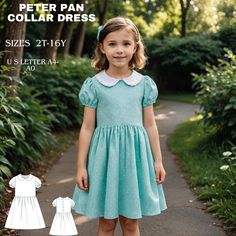 Kid's Peter Pan Collar Gathered Dress Sewing Pattern, Puff Sleeve Girl Dress Pattern, Girl's Dress Sewing Pattern, A4 A0 US , 2-16 years Pattern and sewing instructions are in English Kids Girl Size : 2-16 YEARS These patterns are suitable for A4, A0, and US Letter size papers. Once your payment is processed, you will automatically receive download links for the pattern files. Please note that you can only download the files from a computer; they will not work on a phone or iPad. This is a digit Peter Pan Collar Dress Pattern, Girl Sewing Patterns, Sewing Dress Pattern, Puff Sleeve Dress Pattern, Girls Sewing Patterns, Toddler Dress Pattern, Collar Dress Pattern, Pinafore Dress Pattern, Flare Dress Pattern