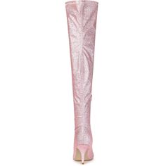 Opt for a sparkling with these over the knee high boots. Showcasing glitter design, it features a pointed toe. Resting on a high stiletto heel, it's adorned with zip detailing. Pair it with a beautiful dress and it will take on new heights. Glitter Over The Knee High Boots. Pointed Toe. Stiletto Heel. Side Zipper. Vamp: Glitter; Outsole: Rubber; Heel: ABS. Glitter Stilettos, Glitter Boots, Winter Knit Hats, Womens Chunky Heels, Womens Stilettos, Closed Toe Shoes, Rubber Boot, Platform Heels Chunky, Stiletto Heel