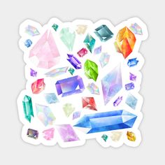 watercolor crystals sticker on a white background with space for your text or image