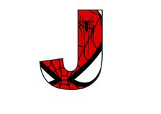 the letter j is made up of spider - man's webs and black lines