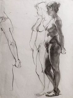 two nude women standing next to each other