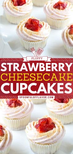 Strawberry Cheesecake Cupcakes Pink Cupcake Flavors, Cupcake With Cheesecake Filling, Strawberry Cheesecake Filled Cupcakes, Cheesecake Flavored Cupcakes, Raspberry Cheesecake Filling, Cheesecake Cupcake Filling, Cupcake Recipes Filled, Strawberry Cheesecake Cupcakes Recipe, Vanilla Cupcake Ideas