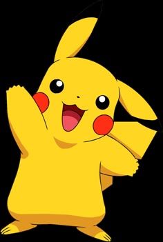 a cartoon pikachu with its arms in the air