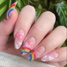 Brand New Handmade Comes With Instructions And Pro Nail Tips For Long Lasting Nails And Recommendations From Me :) ***All Orders Are Made To Order So Please Allow 7-10 Days Before Shipping*** Pride Nails, Bubble Nails, Pan Pride, Rainbow Nails Design, Glitter Rosa, Colorful Nail, Nagel Tips, Fake Nails With Glue, Long Acrylic