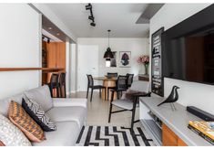 a living room filled with furniture and a flat screen tv