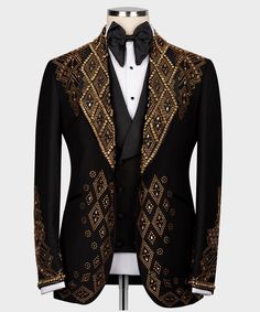 Luxury Gold Bandhgala With Pallu, Prom Blazers, Custom Tuxedo, Gold Suit, Plus Size Costume, Pieces Men, Dress Suits For Men, Party Suits, Tuxedo Wedding